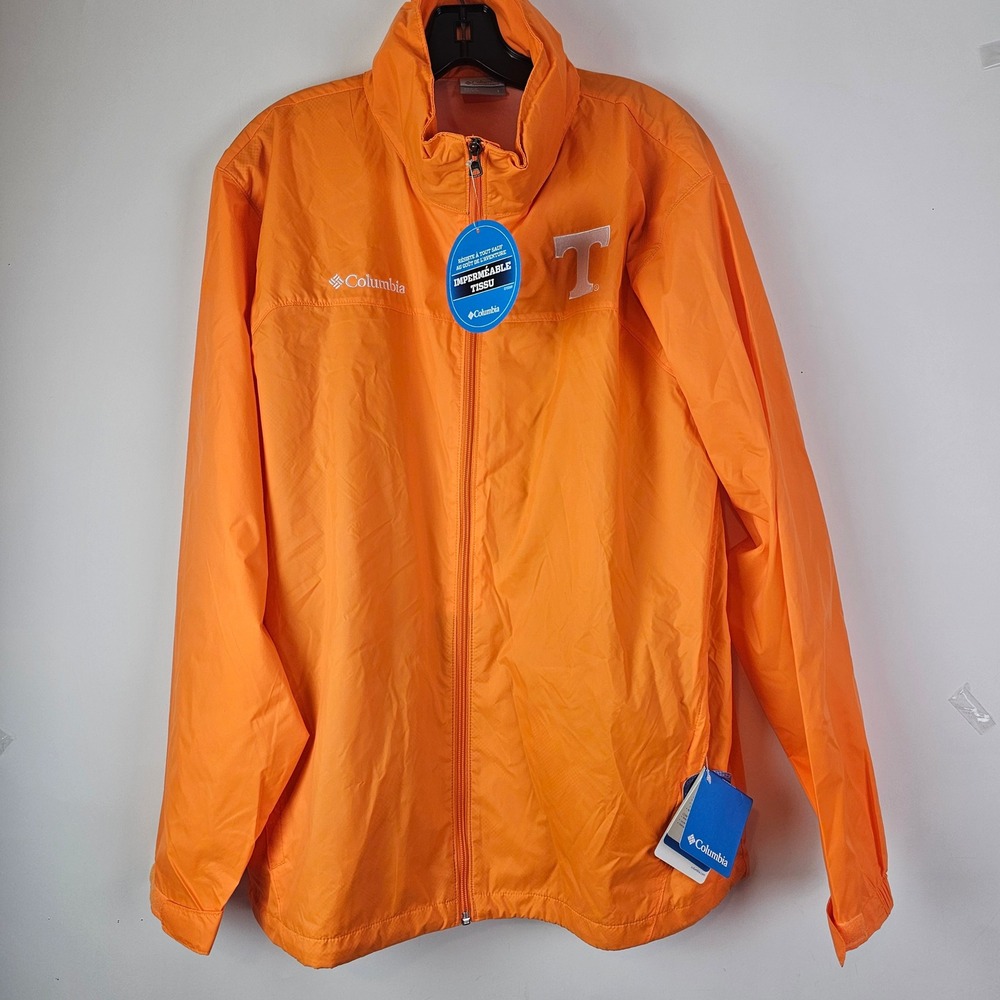 Columbia NWT Tennessee Volunteers VOLS Glennaker Lake Rain Jacket Orange Large
